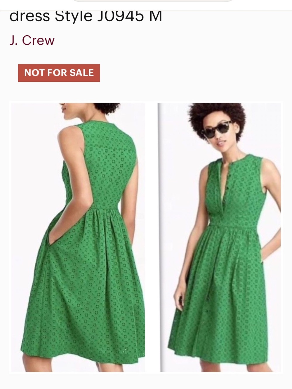 J.Crew Green Eyelet Sleeveless Fit & Flare Dress Size Small - Picture 9 of 11